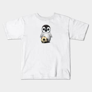 Cute Baby Penguin With Football Soccer Ball Kids T-Shirt